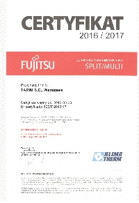 certyfikat autoryzacja klimatyzacja fujitsu tarim